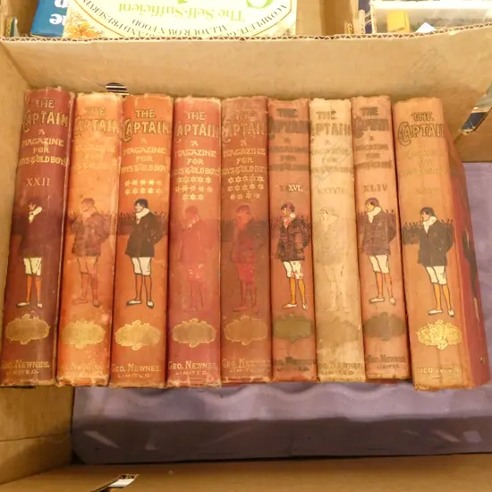 9 ASST. EARLY 20thC VOLS. OF "THE CAPTAIN - A MAGAZINE FOR BOYS & OLD BOYS"