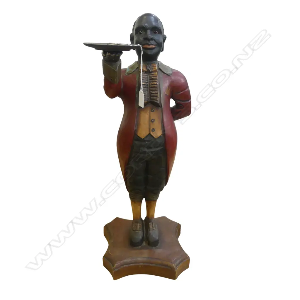 CARVED WOODEN WAITER HOLDING TRAY H.680mm Image 1++