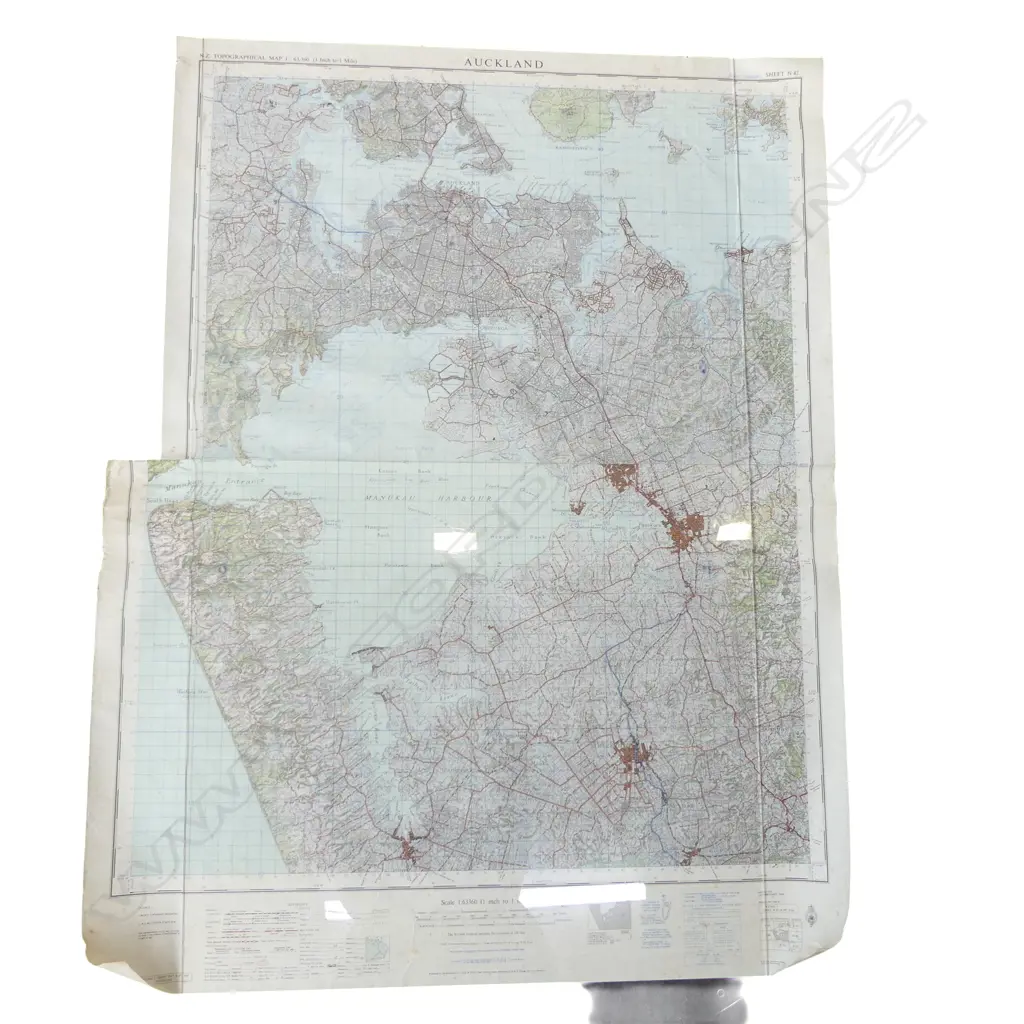 1964 AUCKLAND & HARBOURS TOPOGRAPHICAL MAP Image 1++