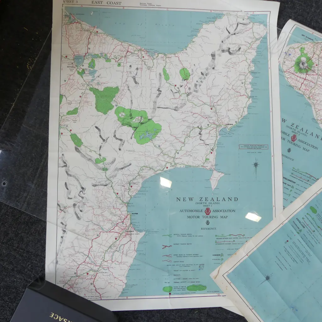 4 AUTOMOBILE ASSOCIATION 1958 NORTH ISLAND TOURING MAPS  Image 1++