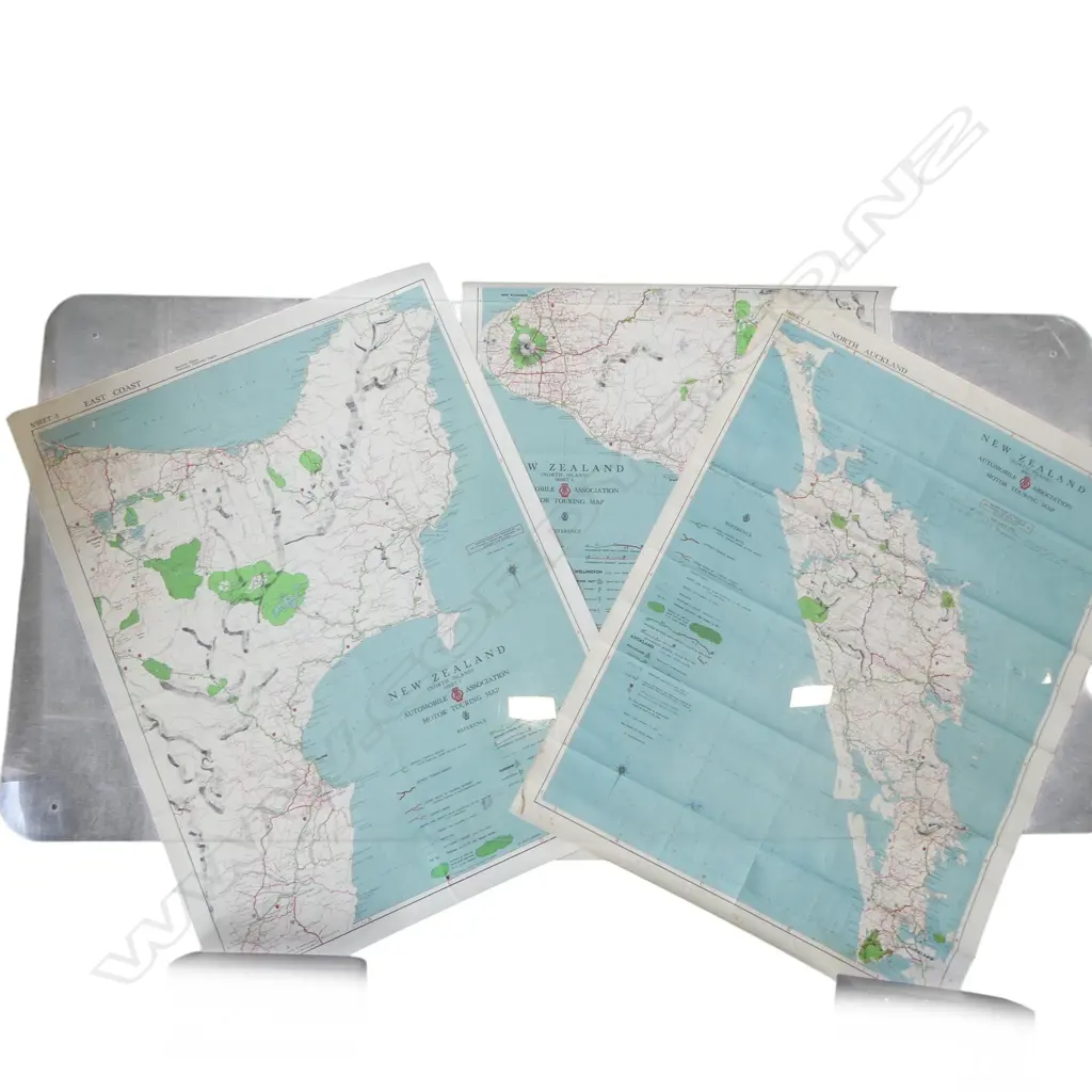 4 AUTOMOBILE ASSOCIATION 1958 NORTH ISLAND TOURING MAPS  Image 1++