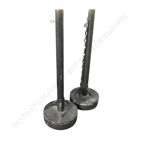 BLACK PAINTED WOODEN STANDS w. CORDON OFF ROPE H.1120mm