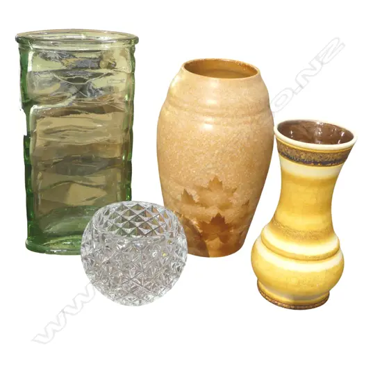 4 VASES; 2 CERAMIC, 2 GLASS H.300mm
