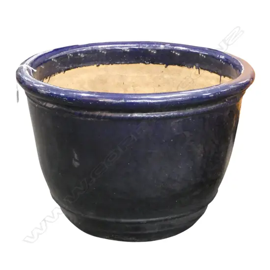 LG BLUE GLAZED GARDEN PLANTER POT H.450mm, 650mm dia