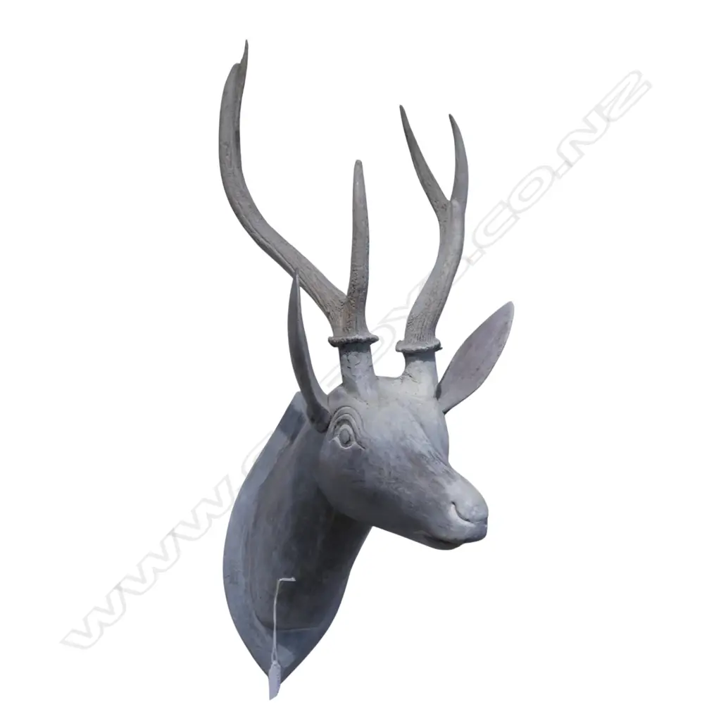 BALINESE CARVED WOODEN WALL MOUNTED DEER HEAD H.710mm Image 1++