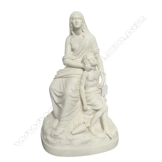 VICTORIAN PARIAN WARE 'HAGAR AND ISHMAEL' H.390mm