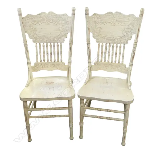 2 WHITE PAINTED DINING CHAIRS