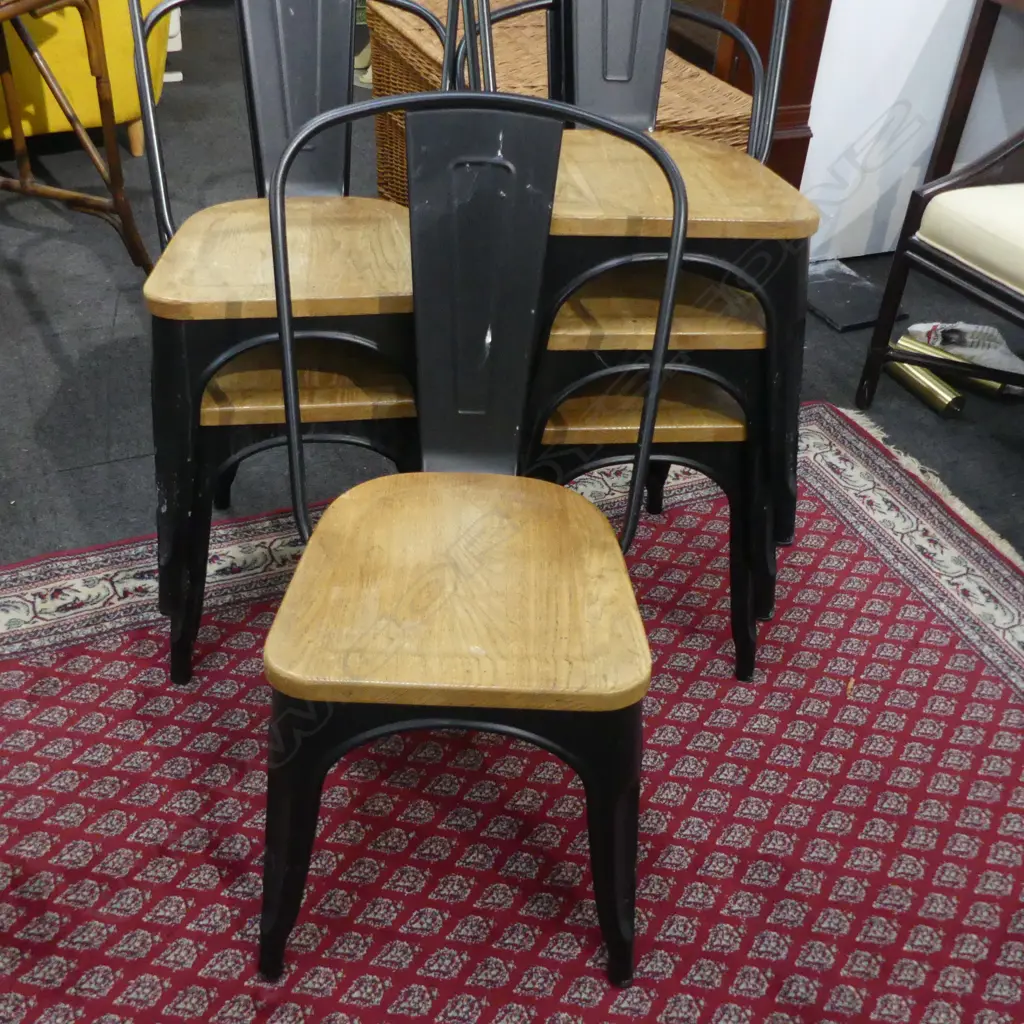 6 METAL WOOD CHAIRS  Image 1++