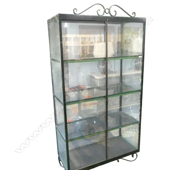 LG FRENCH METAL & GLASS DISPLAY CABINET 1100x485x1975mm crack in glass
