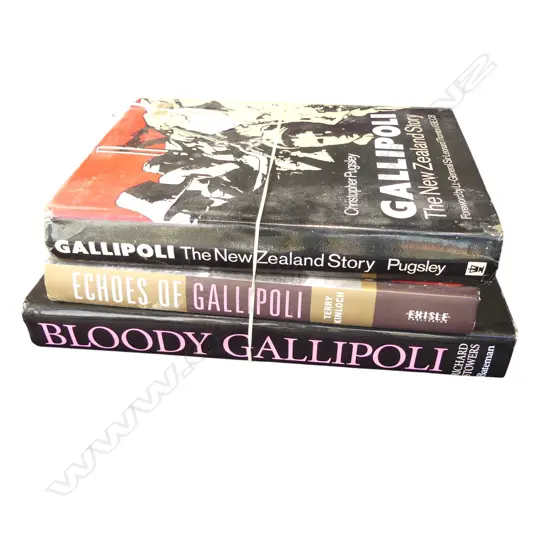 3 NZ BOOKS REFERENCING GALLIPOLI: 'Bloogy Gallipoli' 2005 + Gallipoli the NZ Story' 1984 + 'Echoes of Gallipoli' 2005