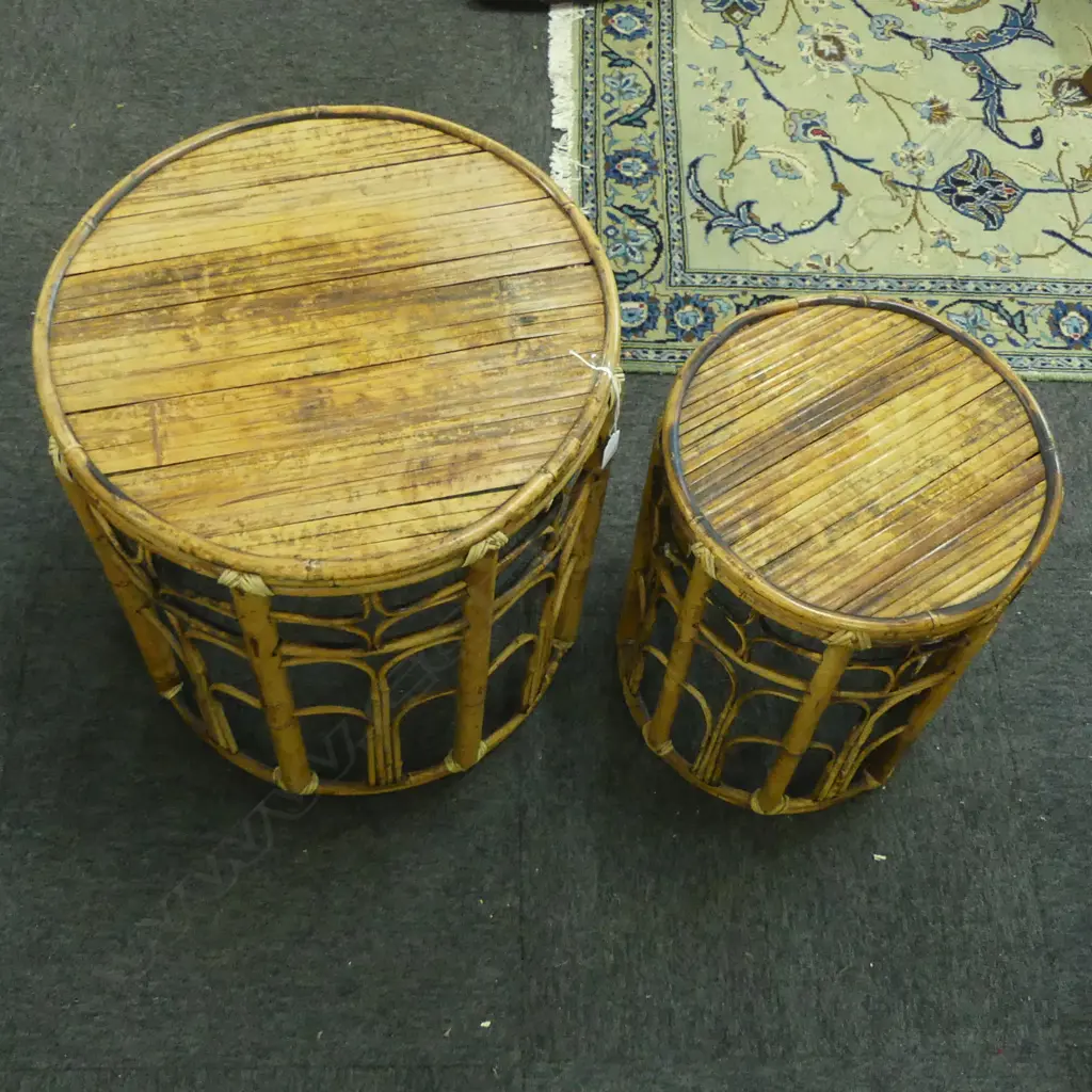 2 CANE SIDE TABLES H.475mm, 450mm dia Image 1++