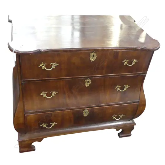 ANTIQUE MAHOGANY BOMBE COMMODE 880x500x790mm
