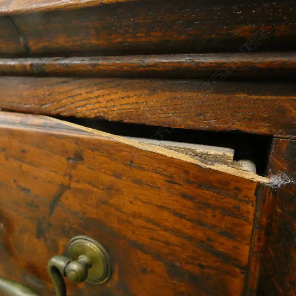 GEORGIAN MAHOGANY DRESSER BASE damage to drawer Image 1++