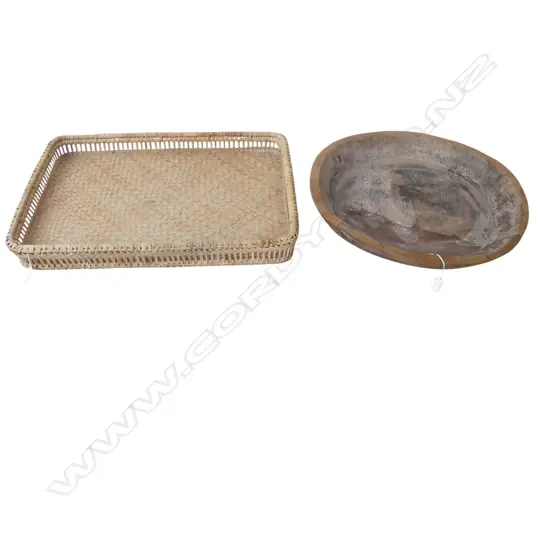 WOVEN TRAY + WOODEN Dia.510mm