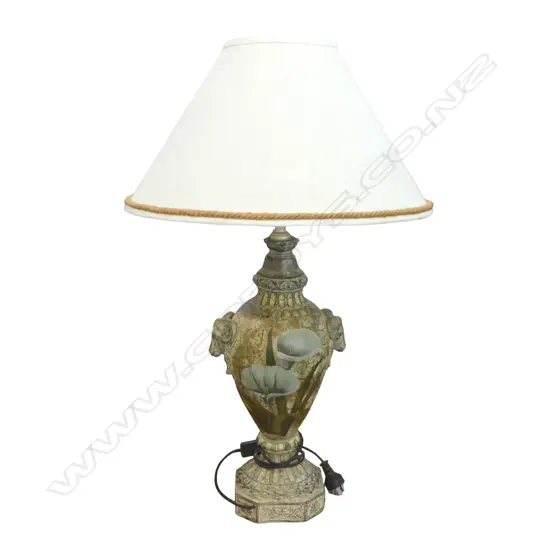 DECORATIVE GILDED BALUSTER LAMP with shade