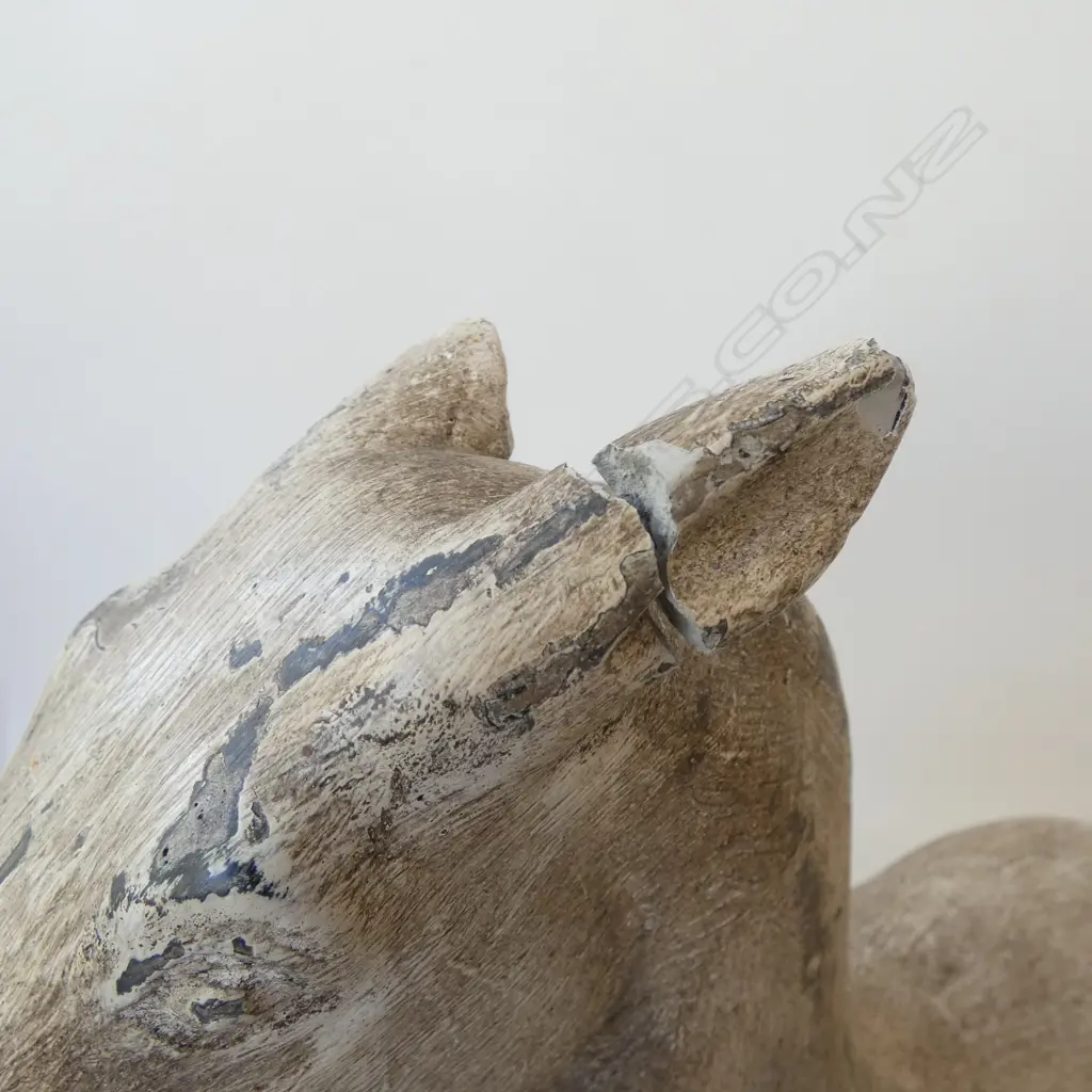 2 HEAVY CAST HORSES on wooden stands, faults L.400mm APPROX. Image 1++