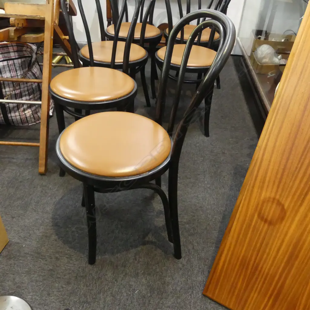 6 EUROPEAN UPHOLSTERED BENTWOOD CHAIRS Image 1++