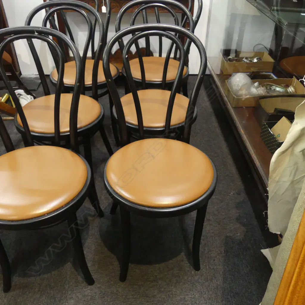 6 EUROPEAN UPHOLSTERED BENTWOOD CHAIRS Image 1++