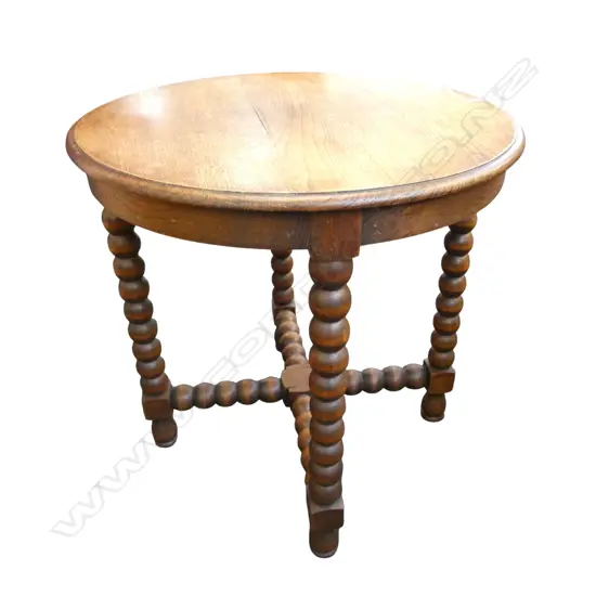 OAK BOBBIN LEG SIDE TABLE H.495mm, 500mm dia