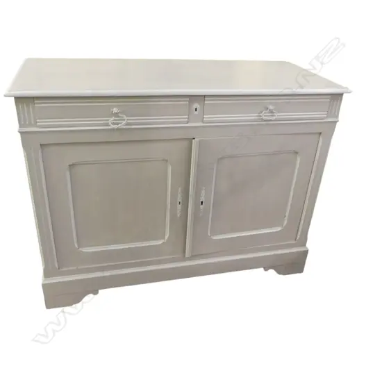 EARLY 20thC FRENCH WHITE PAINTED SIDEBOARD (KEY IN DRAWER) 1300x545x980mm 1 HANDLE BROKEN