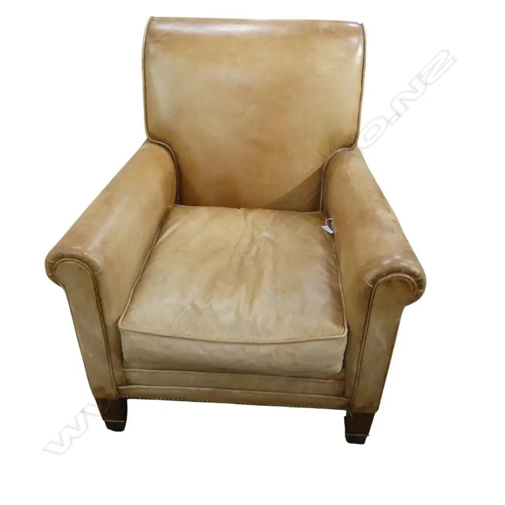 OLD LEATHER UPHOLSTERED CHAIR leather needs attention H.950mm Image 1++