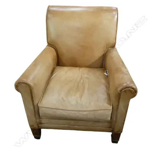 OLD LEATHER UPHOLSTERED CHAIR leather needs attention H.950mm