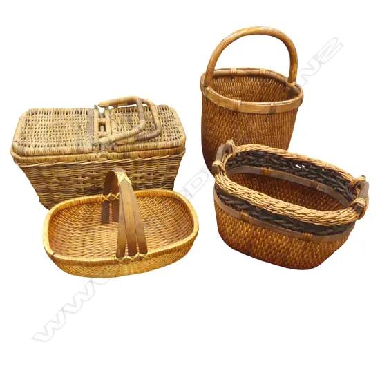 4 WOVEN CANE BASKETS H.590mm