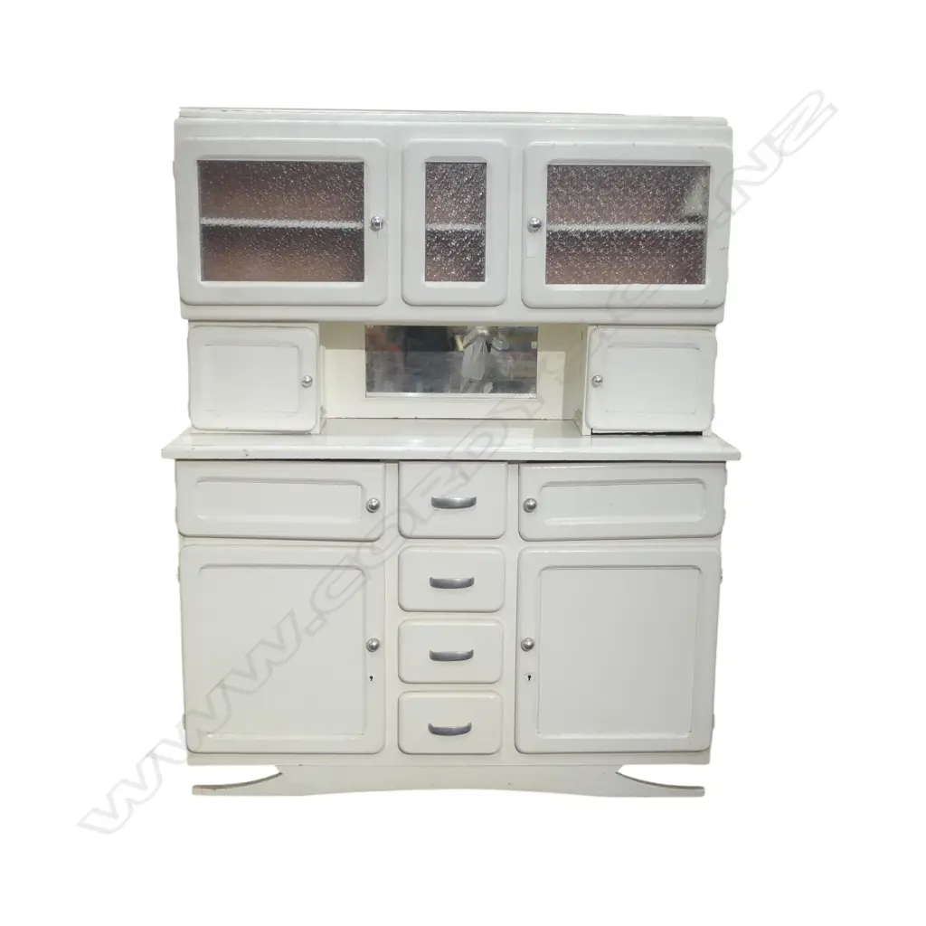 FRENCH MID CENTURY WHITE PAINTED KITCHEN CUPBOARD UNIT 1450x480x1790mm Image 1++