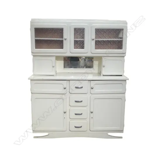 FRENCH MID CENTURY WHITE PAINTED KITCHEN CUPBOARD UNIT 1450x480x1790mm