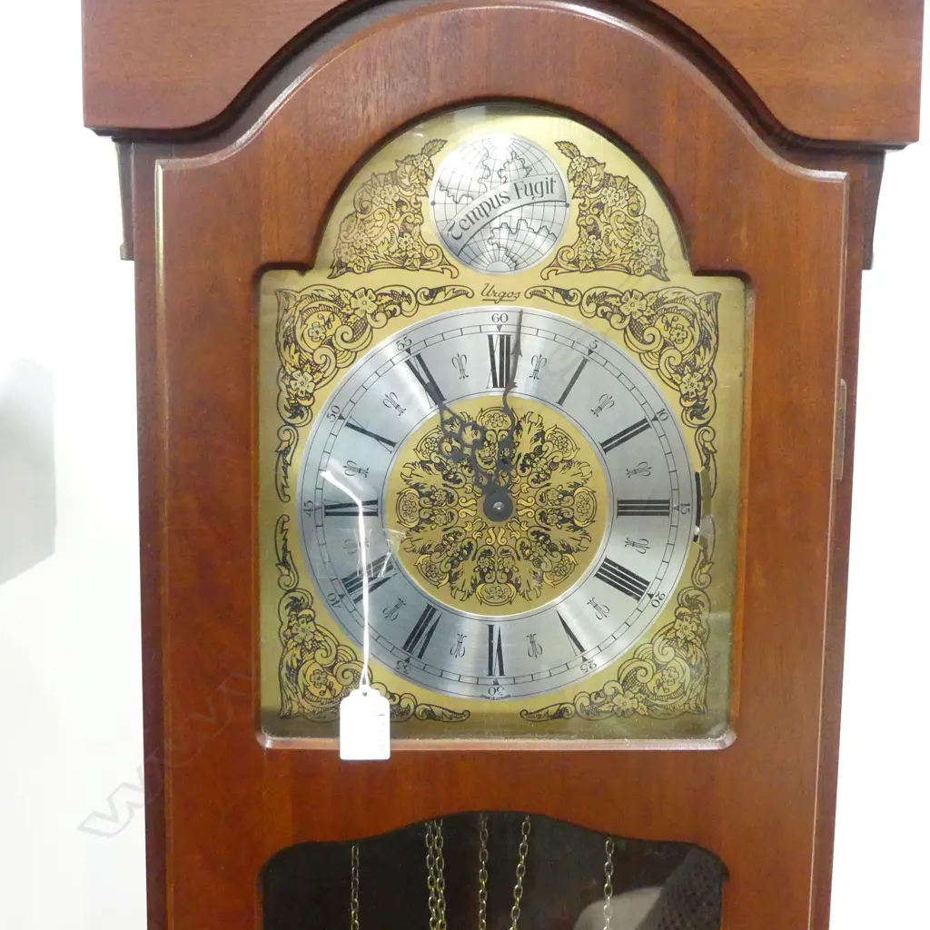 URGOS GERMAN MAHOGANY 'TEMPUS FUGIT' GRANDMOTHER CHIMING CLOCK 460x275x1800mm Image 1++