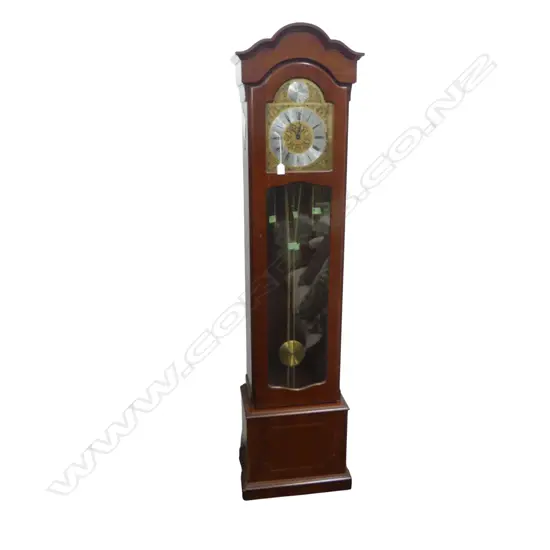 URGOS GERMAN MAHOGANY 'TEMPUS FUGIT' GRANDMOTHER CHIMING CLOCK 460x275x1800mm
