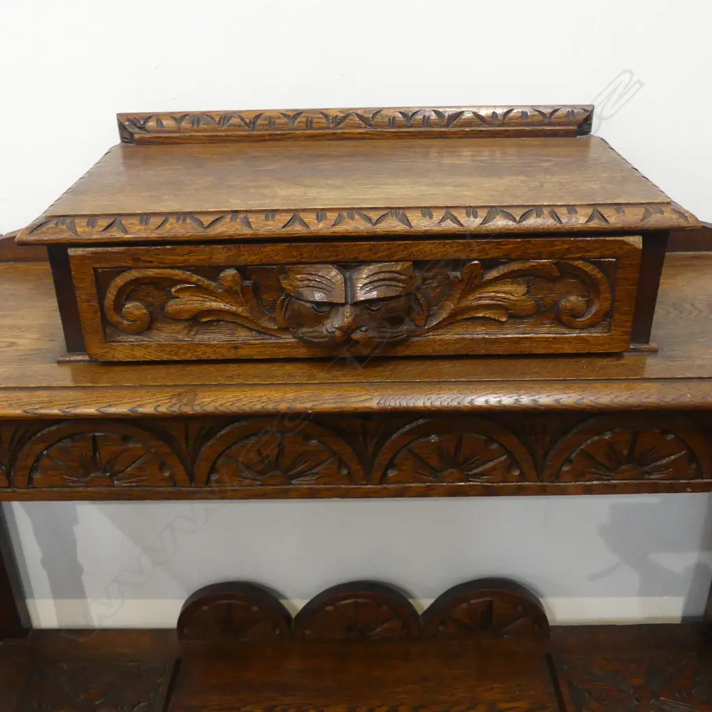 CARVED OAK HALL TABLE 1120x335x900mm Image 1++
