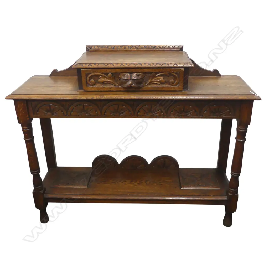 CARVED OAK HALL TABLE 1120x335x900mm Image 1++