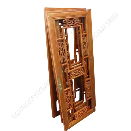 4 ORIENTAL WOODEN SCREEN PANELS 1085x440mm