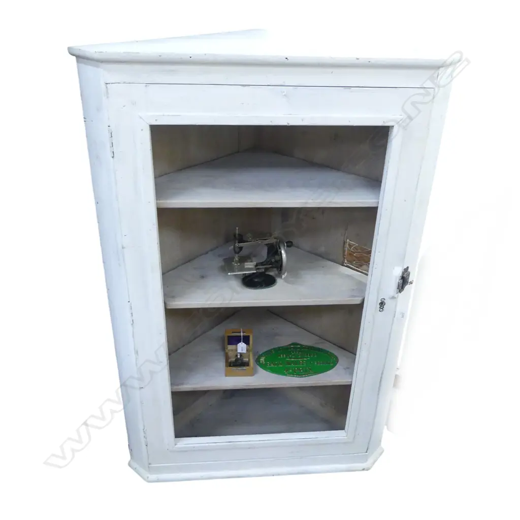 FRENCH WHITE PAINTED CORNER CUPBOARD NO GLASS 570x570x1200mm Image 1++