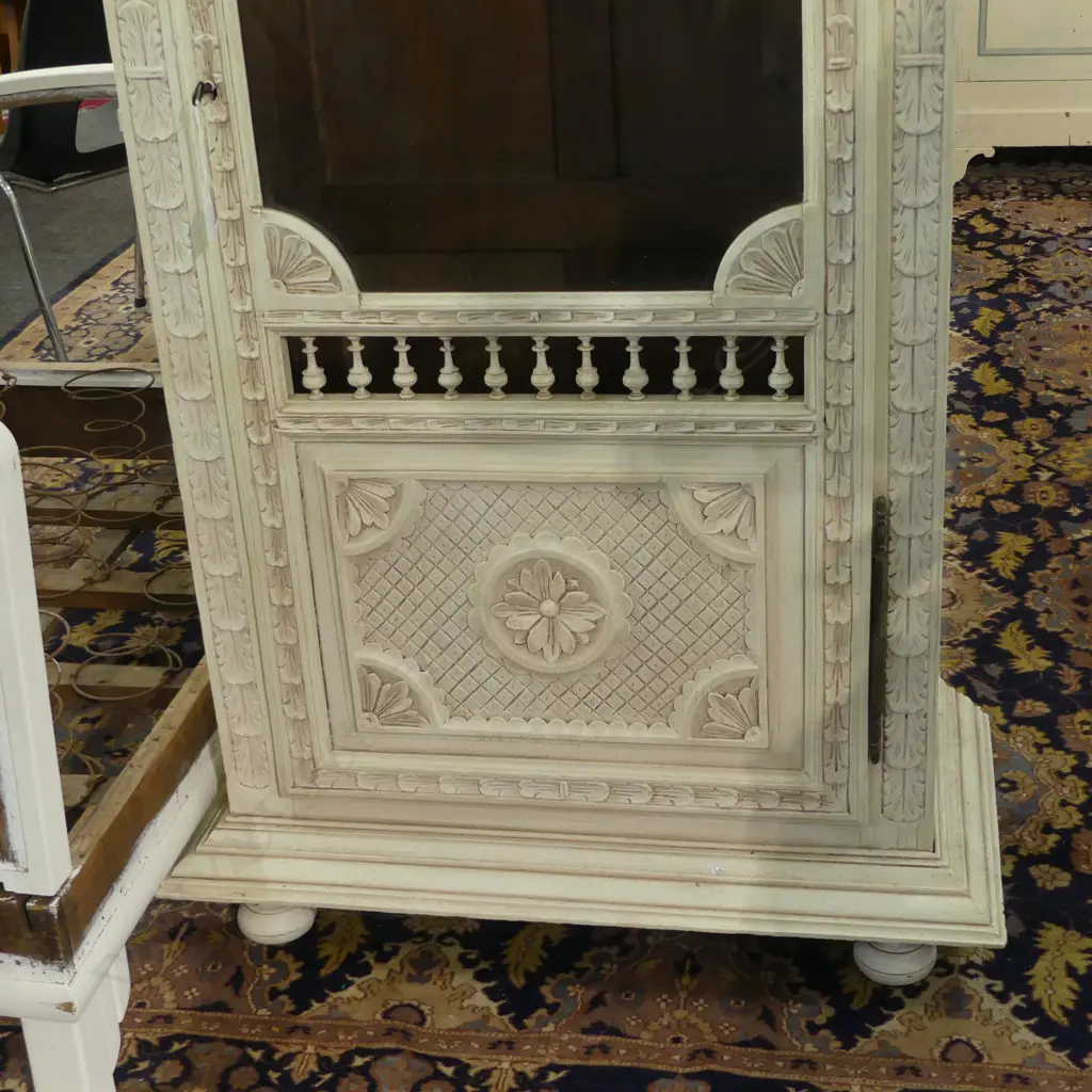 FRENCH WHITE PAINTED DISPLAY CABINET NO SHELVES 840x425x1800mm w. KEY Image 1++