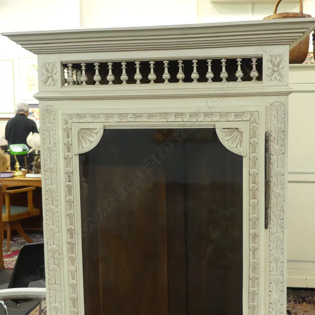 FRENCH WHITE PAINTED DISPLAY CABINET NO SHELVES 840x425x1800mm w. KEY Image 1++