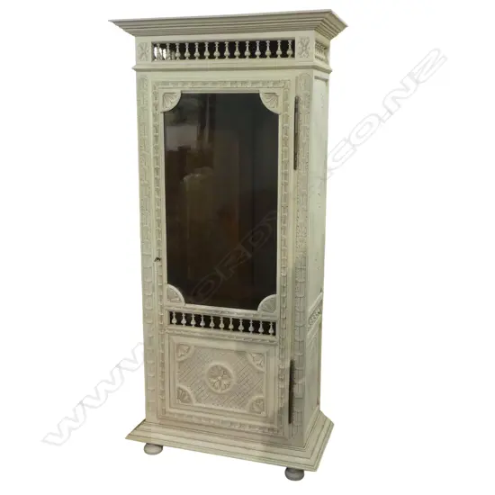 FRENCH WHITE PAINTED DISPLAY CABINET NO SHELVES 840x425x1800mm w. KEY