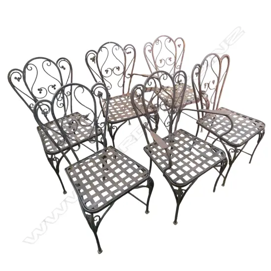 6 VINTAGE FRENCH METAL OUTDOOR CHAIRS (4+2)