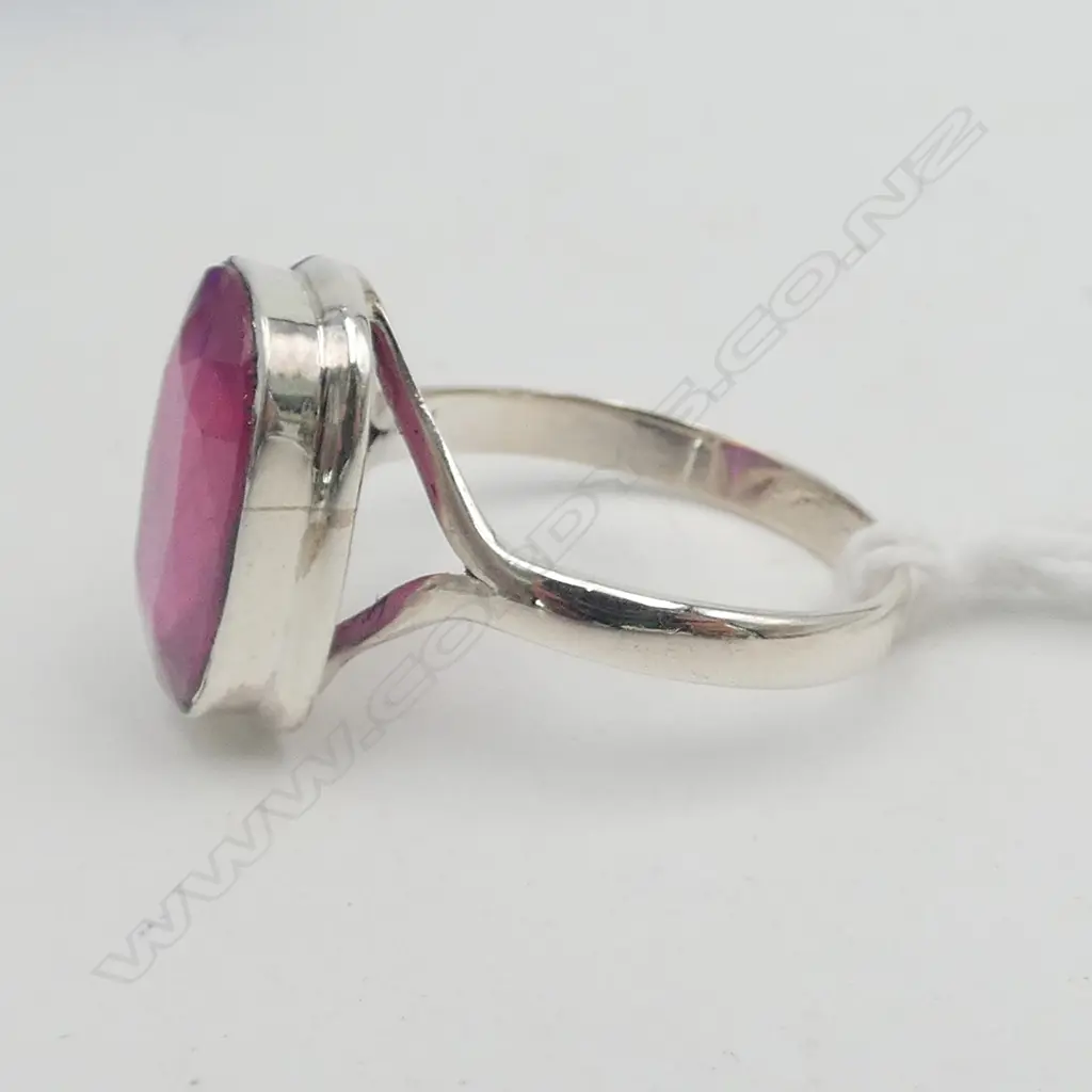 SILVER RUBY RING  (STONE ENHANCED) SIZE Q Image 1++