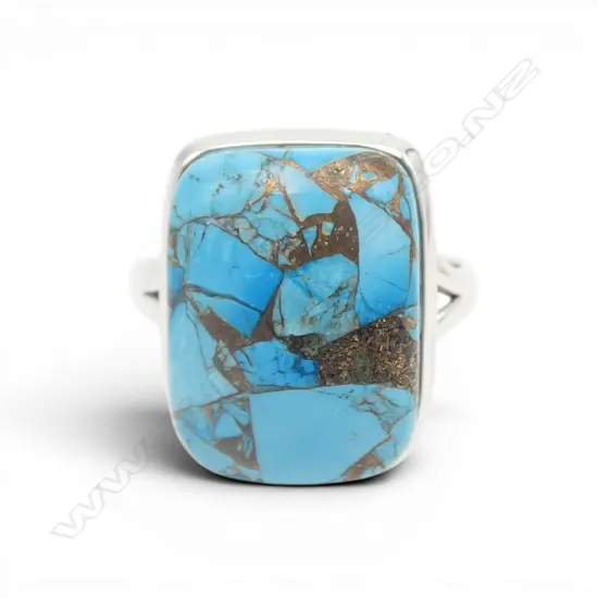 SILVER TURQUOISE RING SIZE P