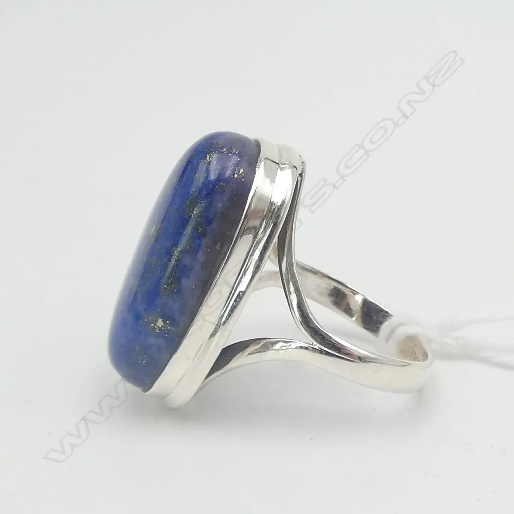 SILVER LAPIS LAZULI RING SIZE Q Image 1++