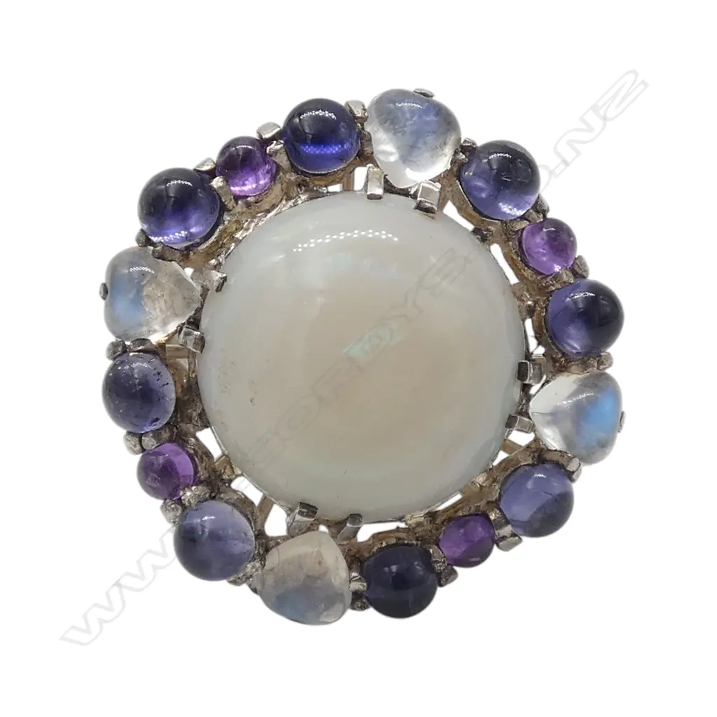 SIMON MISDALE DESIGN  SUBSTANTIAL SILVER OPAL & GEMSTONE SET DAISY RING From Simon's estate SIZE N1/2 Image 1++