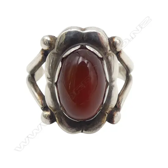 GEORGE JENSEN #24 RING, STG SILVER & CARNELIAN 5.0gms SIZE O