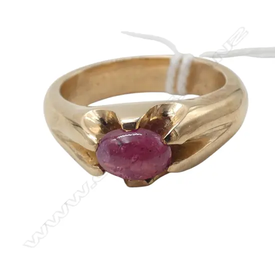9CT GOLD SIMON MISDALE DESIGN GYPSY RUBY SET RING (enhanced) From Simon's estate 8.67gms SIZE P