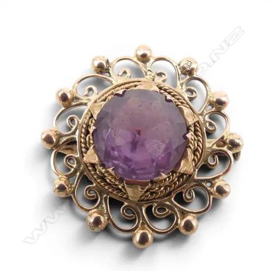 TESTING 13CT GOLD SYNTHETIC SAPPHIRE BROOCH 5.5GMS
