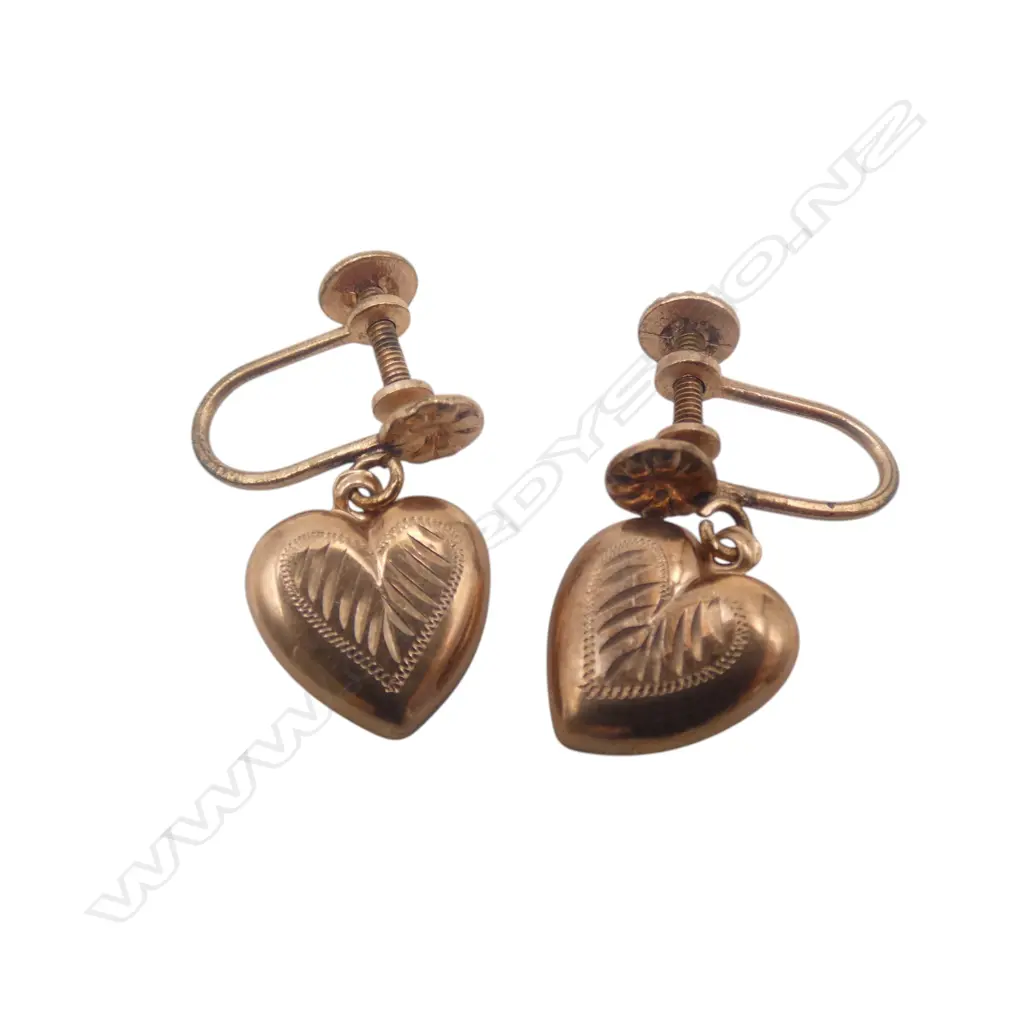 PR 9CT HEART EARRINGS, 1.6gms Image 1++