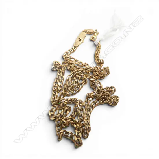 9ct GOLD FLAT CURB LINK NECK CHAIN L.500. 9.16gms