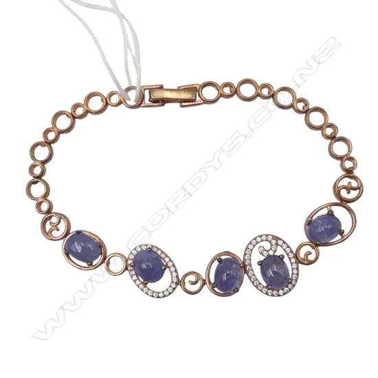S/SILVER GOLD PLATED & CABACHON SAPHIRE? BRACLET