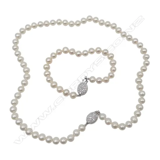 PEARL NECKALCE & BRACELET stg silver clasps